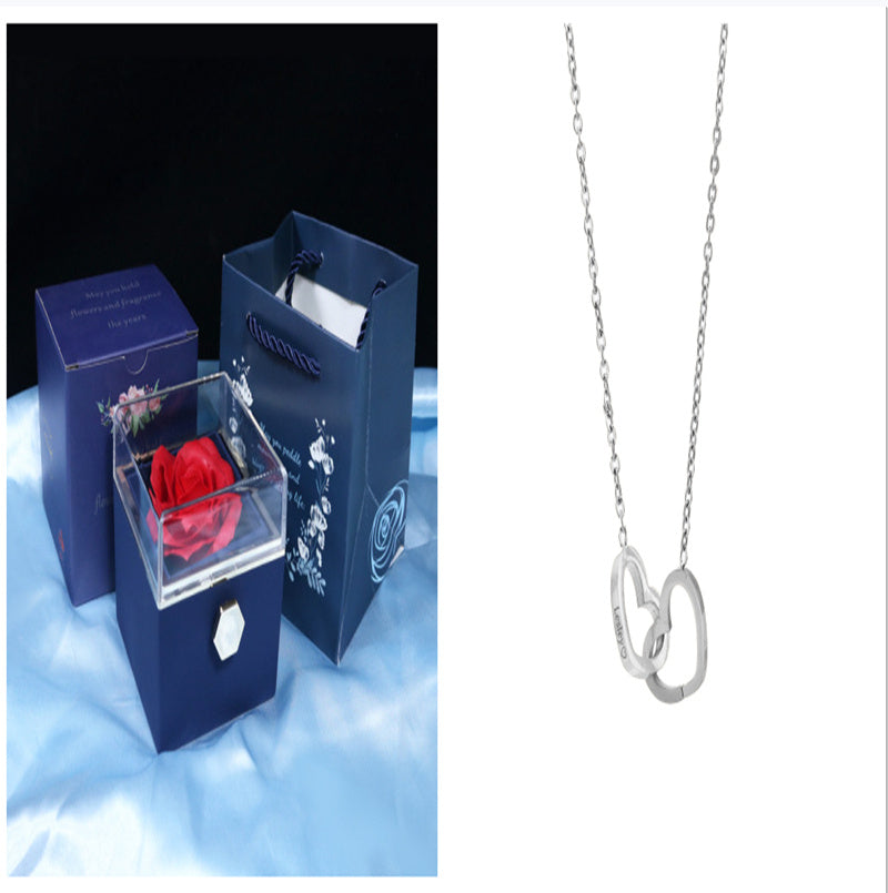 ✨Boîte Cadeau Rotative avec Rose Éternelle  Coffret Bijoux Élégant