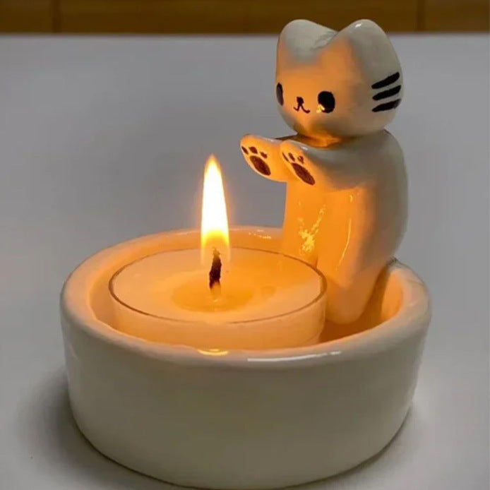 Porte-Bougie en Résine ✨  Chat Mignon & Décoration Élégante 🕯️