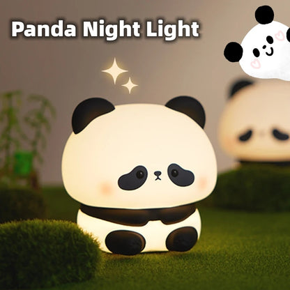 Veilleuse LED panda tactile et rechargeable – Lampe en silicone doux idéale pour une chambre d’enfant et une ambiance apaisante.
